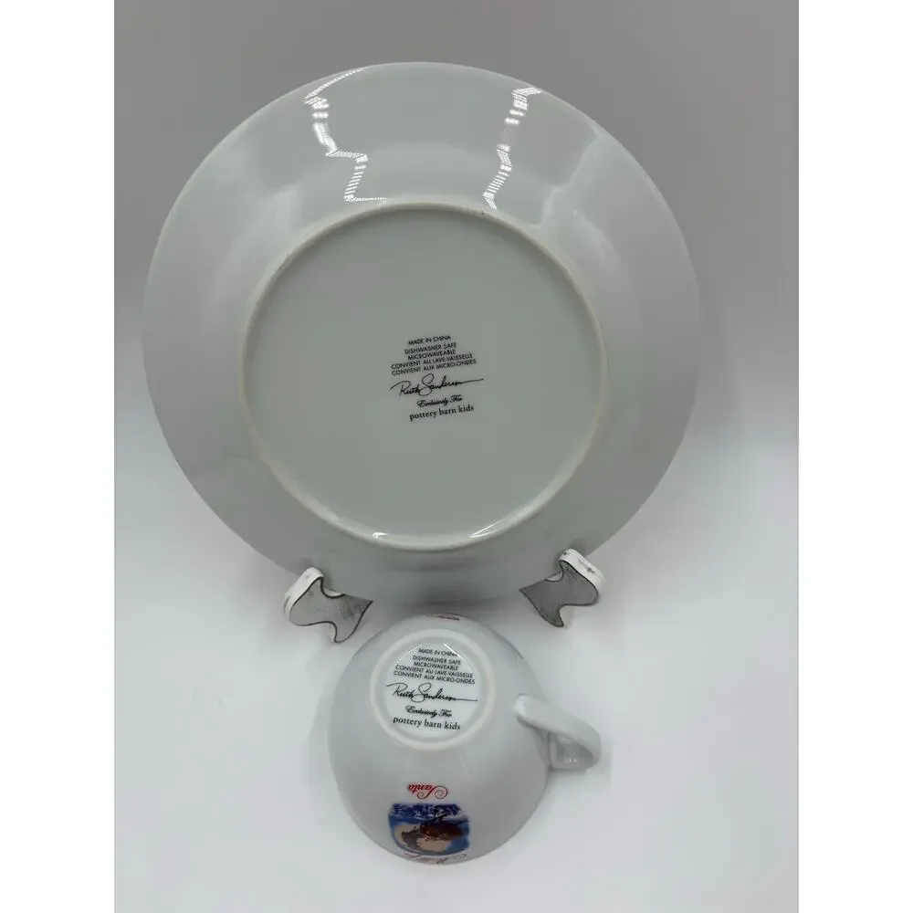 Pottery Barn  Kids 'Twas the Night Before Christmas Porcelin Santa snack Set